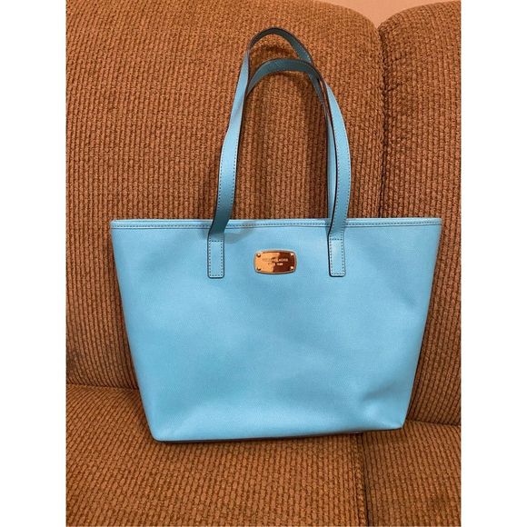 Michael Kors Robin Egg Blue Tote Saffiano Leather Purse Bag, MSRP $398 - Picture 3 of 15
